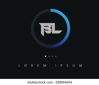 Initial Letter BL Logo design with blue circle