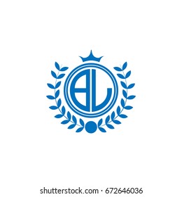 Initial Letter BL Logo Linked Circle Shape with Crown and Wheat Icon