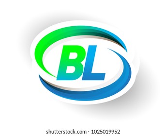 initial letter BL logotype company name colored blue and green swoosh design, modern logo concept. vector logo for business and company identity.