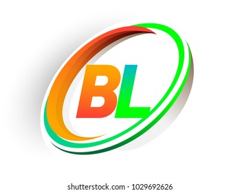 initial letter BL logotype company name colored orange and green circle and swoosh design, modern logo concept. vector logo for business and company identity.
