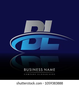 initial letter BL logotype company name colored blue and grey swoosh design. vector logo for business and company identity.