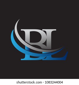 initial letter BL logotype company name colored blue and grey swoosh design. vector logo for business and company identity.
