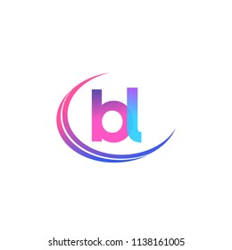 initial letter BL logotype company name, coloreful and swoosh design. vector logo for business and company identity.
