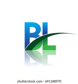 initial letter BL logotype company name colored blue and green swoosh design. vector logo for business and company identity.
