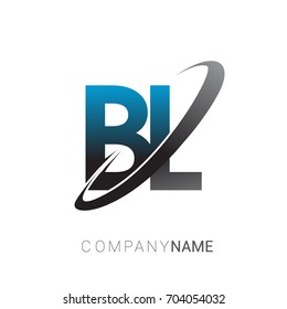 initial letter BL logotype company name colored blue and grey swoosh design. logo design for business and company identity.