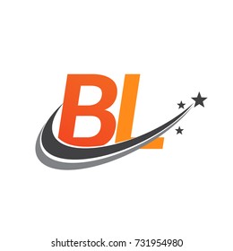 initial letter BL logotype company name colored orange and grey swoosh star design. vector logo for business and company identity.