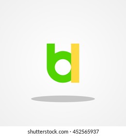 Initial letter BL lowercase logo design template green yellow