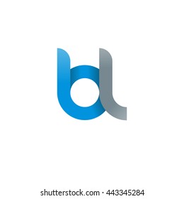 initial letter bl modern linked circle round lowercase logo blue gray