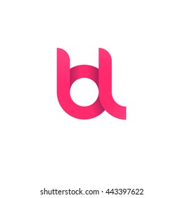 initial letter bl modern linked circle round lowercase logo pink