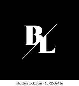 Initial Letter BL Monogram Sliced. Logo template isolated on black background