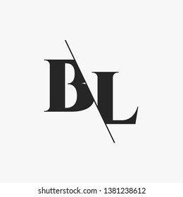 Initial Letter BL Monogram Sliced. Modern logo template isolated on gray background