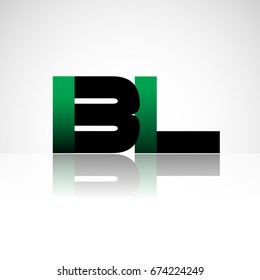 Initial letter BL uppercase modern and simple logo linked green and black colored, isolated in white background. Vector design for company identity.