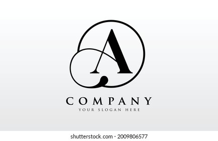 Initial A letter Black Color With White Background Logo Design vector Template. Calligraphy Letter A Logo Design