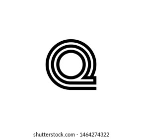 Initial letter black line shape logo vector Q