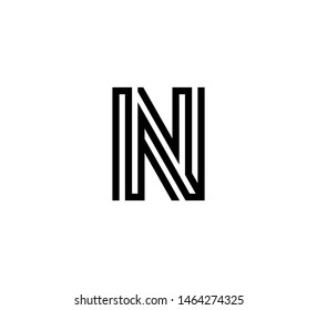 Initial letter black line shape logo vector N