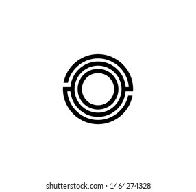 Initial letter black line shape logo vector O