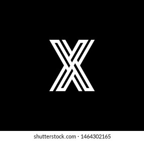 Initial letter black line shape logo white on black background X