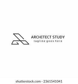 initial letter a black line studio architect logo. one vector line.