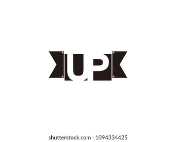Initial letter up black ribbon logo design