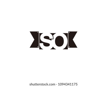 Initial letter so black ribbon logo design