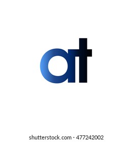 Initial letter AT blue black gradation color logo