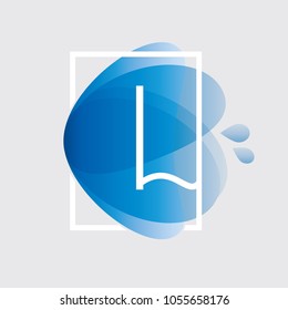 Initial Letter Blue Water Splash Background Design Elements.