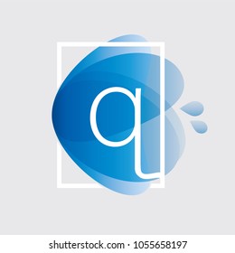 Initial Letter Blue Water Splash Background Design Elements.