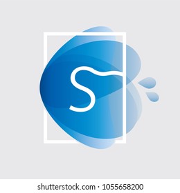Initial Letter Blue Water Splash Background Design Elements.