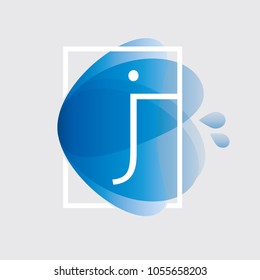Initial Letter Blue Water Splash Background Design Elements.