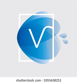 Initial Letter Blue Water Splash Background Design Elements.
