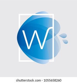 Initial Letter Blue Water Splash Background Design Elements.