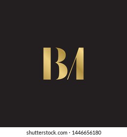 Initial letter bm b m  uppercase modern logo design template elements. Gold letter Isolated on black  background. Suitable for business, consulting group company.