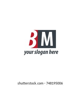 Initial Letter BM Design Logo With Square
