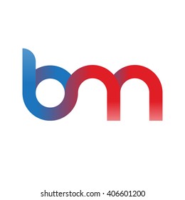 initial letter bm linked circle lowercase logo blue red
