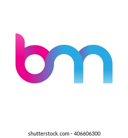 initial letter bm linked circle lowercase logo pink blue purple