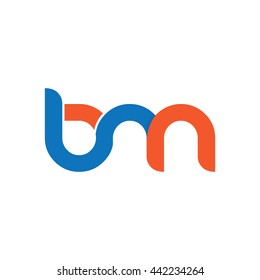 Initial Letter BM Linked Circle Rounded Logo Blue