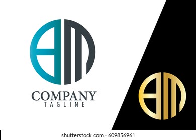 Initial Letter BM With Linked Circle Logo