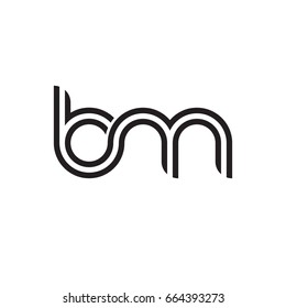 Initial letter bm, linked outline rounded lowercase, monogram black