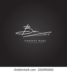 Logo de la carta inicial BM - Logo de estilo de firma dibujado a mano