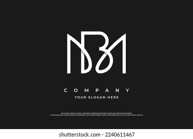 Initial Letter BM Logo or MB Monogram Logo Design Vector