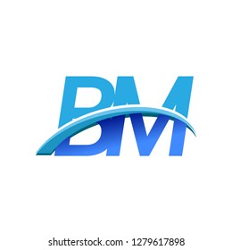 initial letter BM logotype company name colored blue and swoosh design. vector logo for business and company identity.
