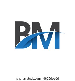 initial letter BM logotype company name colored blue and grey swoosh design. vector logo for business and company identity.
