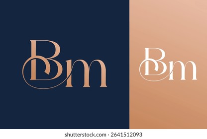 Initial letter BM MB logo design vector illustration for couple, wedding, and business