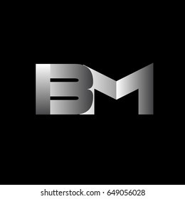 Initial letter BM uppercase modern and simple logo linked white colored, isolated in black background. Vector design template elements for company identity.