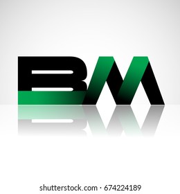 Initial letter BM uppercase modern and simple logo linked green and black colored, isolated in white background. Vector design for company identity.