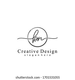 Initial letter BN handwriting with circle hand drawn template	
