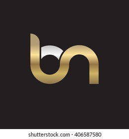 initial letter bn linked circle lowercase logo gold silver black background