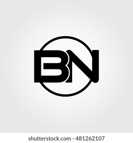 Initial letter bn linked circle uppercase logo black.