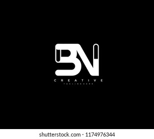 Initial Letter BN Linked Modern Techno Scifi Monogram Shape Logo