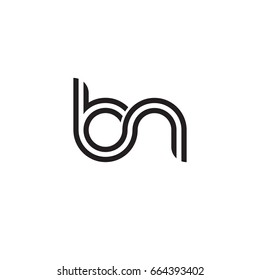 Initial letter bn, linked outline rounded lowercase, monogram black